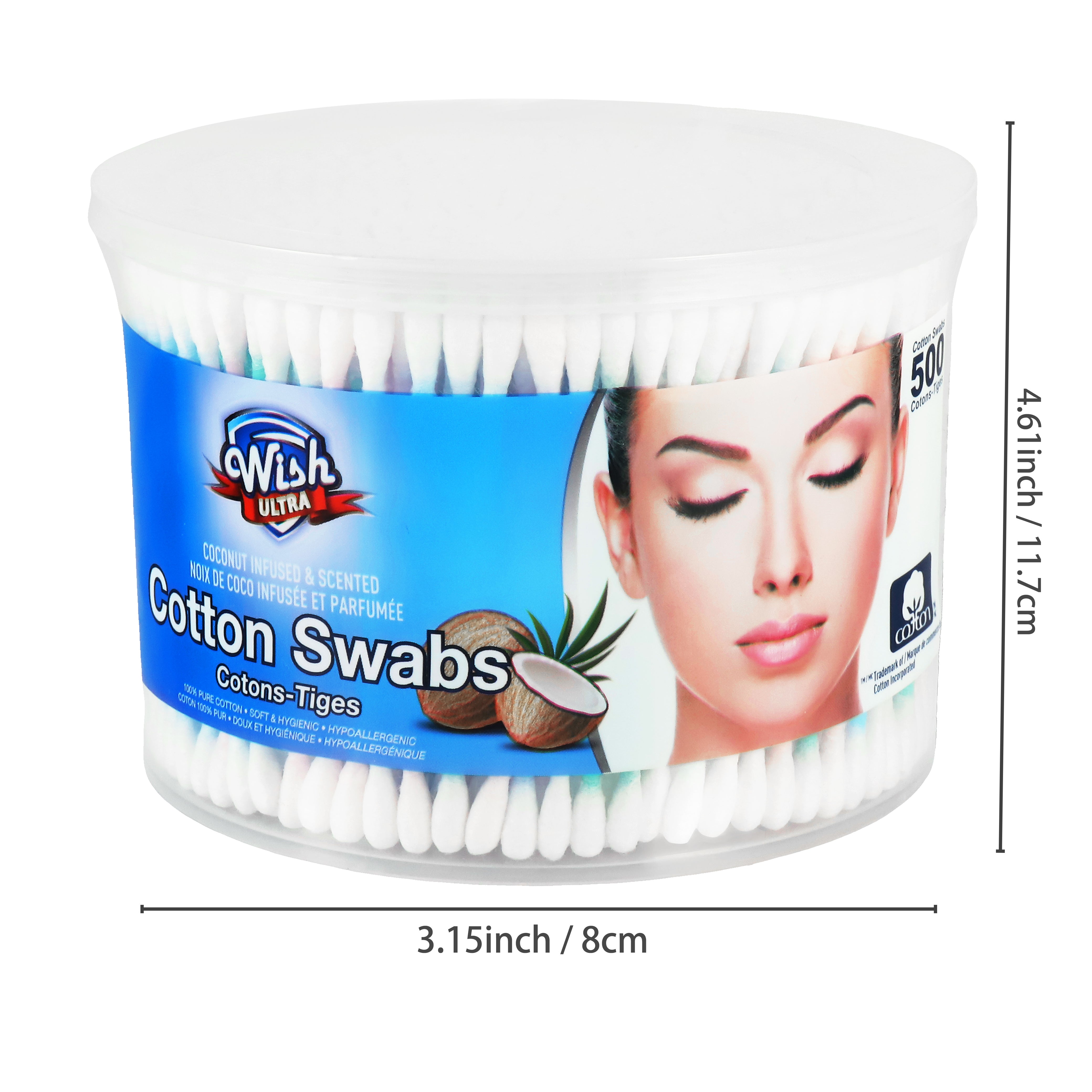 Wish Ultra Coconut Cotton Swabs – 500 Count (Tub)