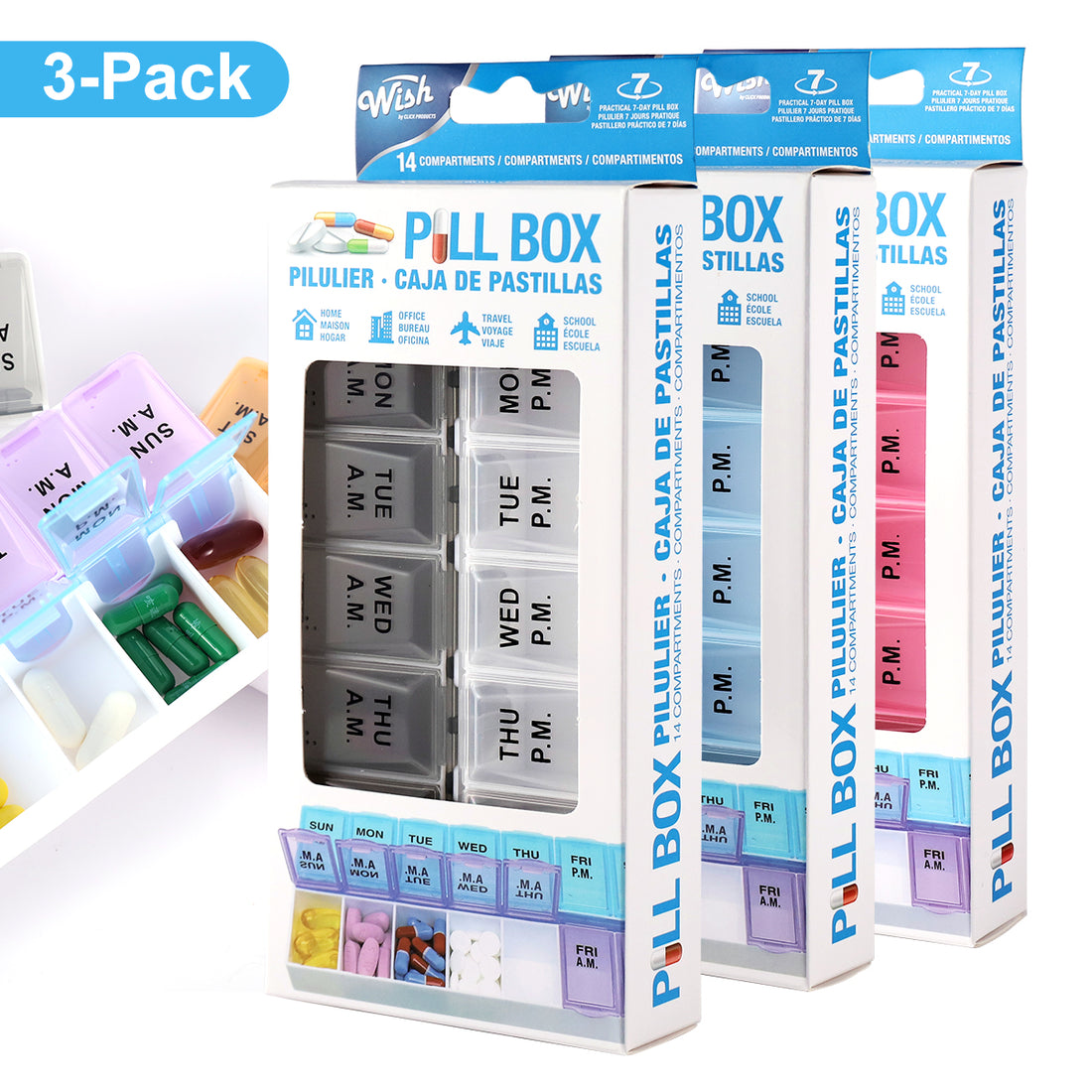 Wish 2-Week Pill Organizer (14-Day Planning) 3Pack