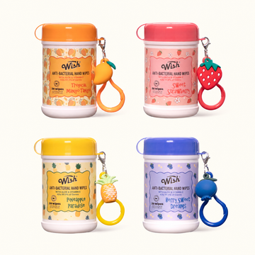 Cute Fruit Mix Sanitizing Hand Wipes with Carabiner – 80 Count