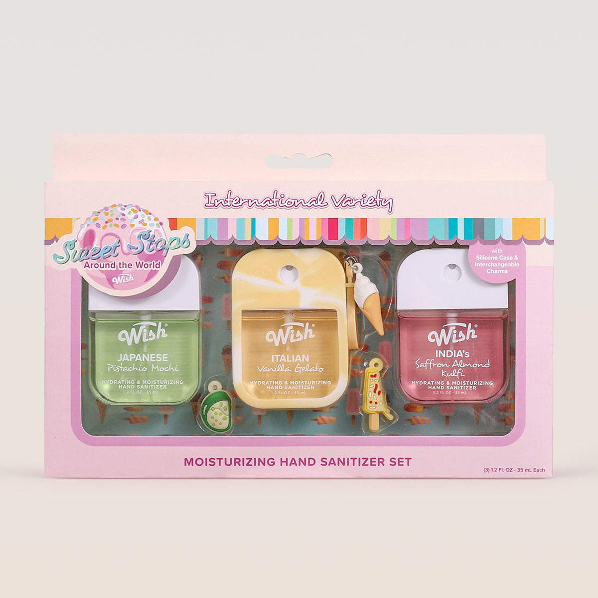 Global Dessert Hydrating Hand Sanitizer 3-Pack with Dessert Charms