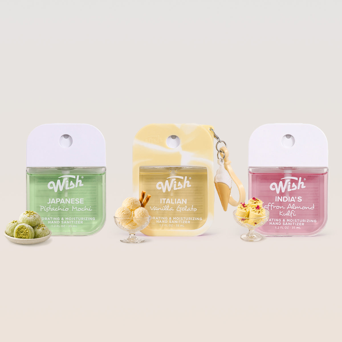 Global Dessert Hydrating Hand Sanitizer 3-Pack with Dessert Charms