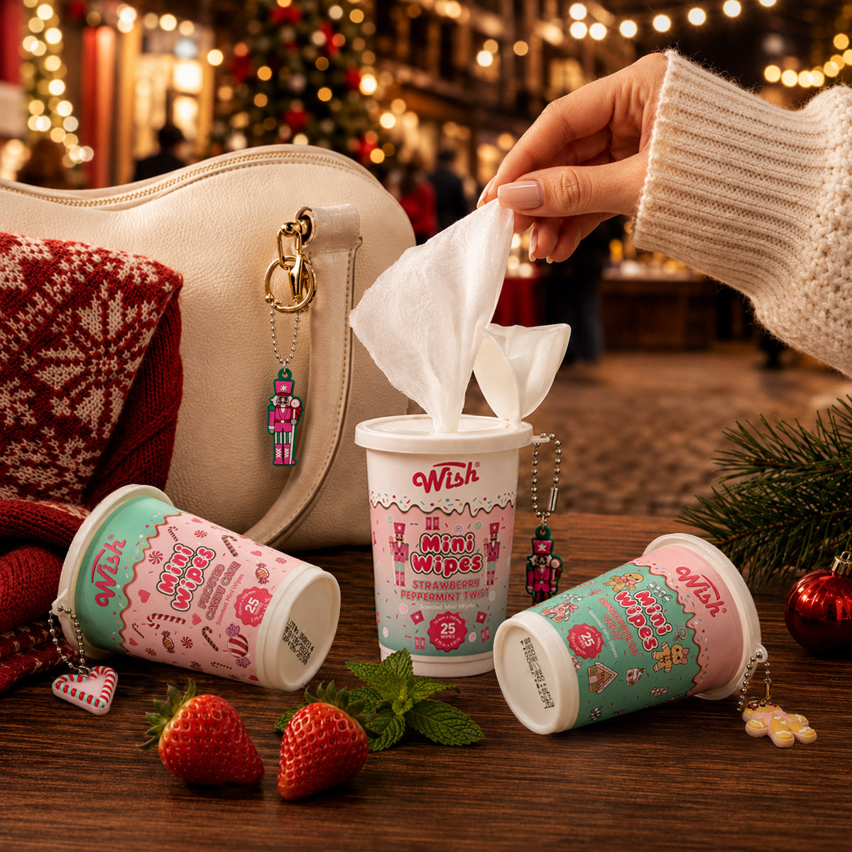 WISH Christmas Mini Wipes 3-Pack Gift Set