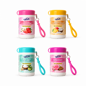 Floral & Fruity Sanitizing Hand Wipes with Clip – 4-Pack (80 Wipes)