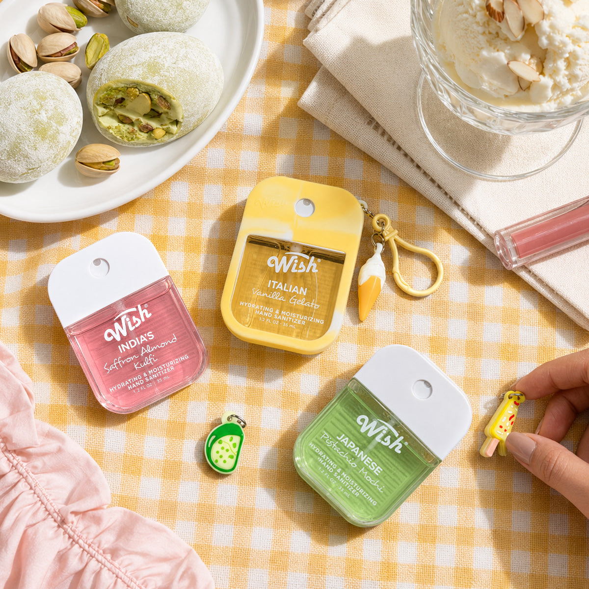 Global Dessert Hydrating Hand Sanitizer 3-Pack with Dessert Charms
