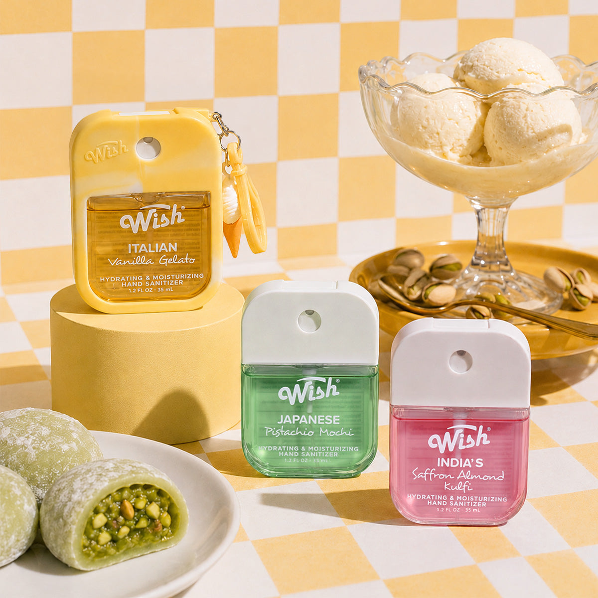Global Dessert Hydrating Hand Sanitizer 3-Pack with Dessert Charms