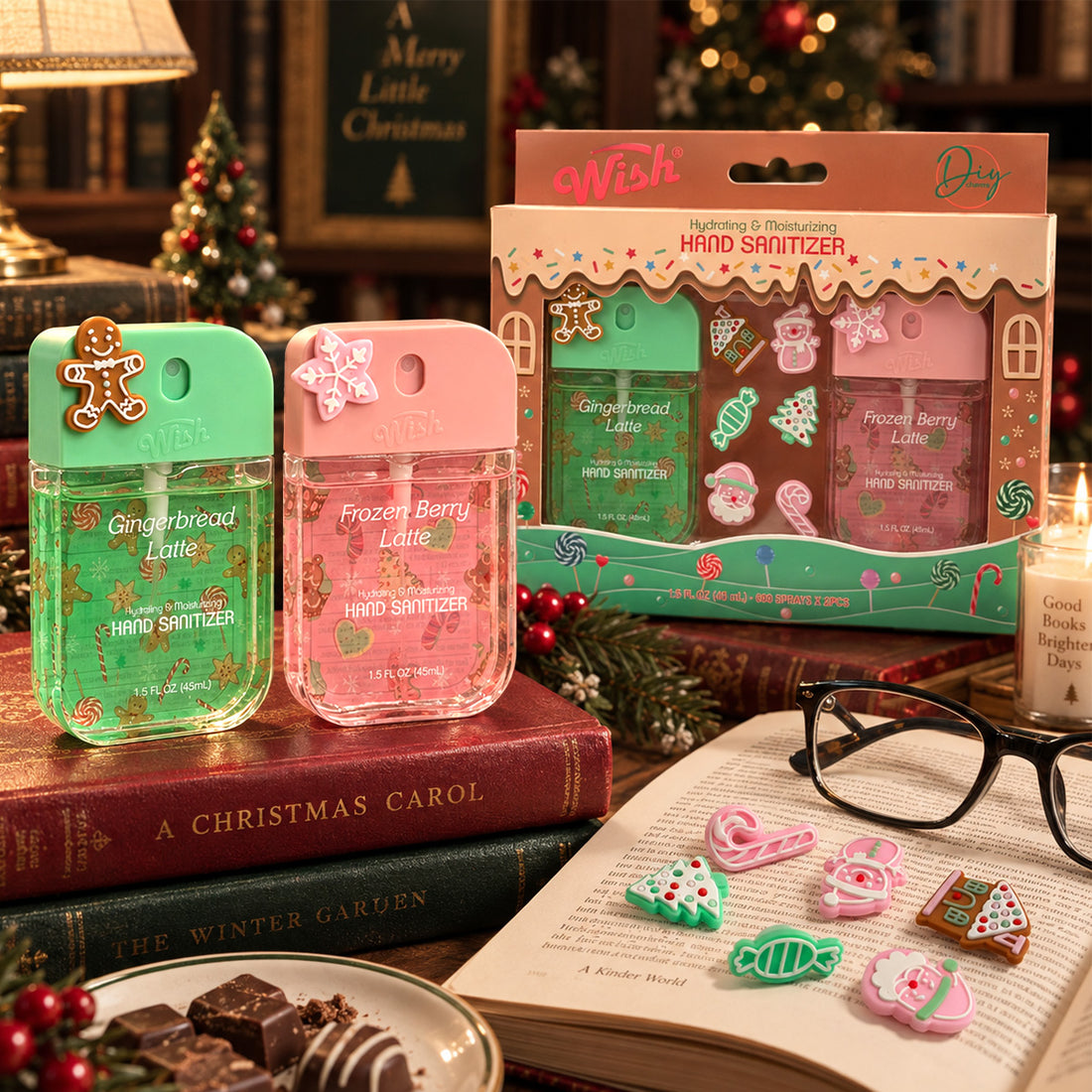 WISH Christmas Hand Sanitizer Spray Gift Set  45mL / 1.5 FL OZ Each