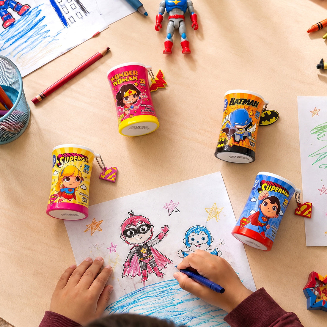 Superhero Mini Travel Wipes with Keychain - Scented Kids Wet Wipes – 25 Ct Each, Pack of 4