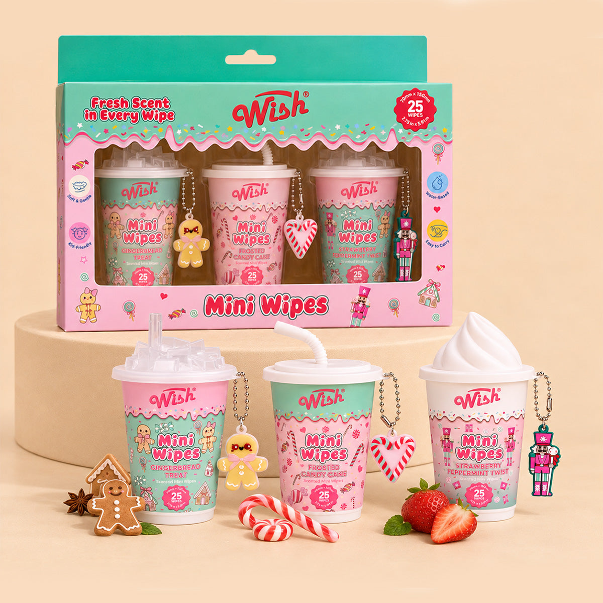 WISH Christmas Mini Wipes 3-Pack Gift Set