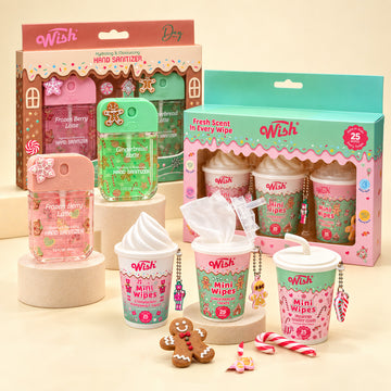 WISH Christmas Hand Sanitizer & Mini Wipes Gift Bundle – 5 Pack